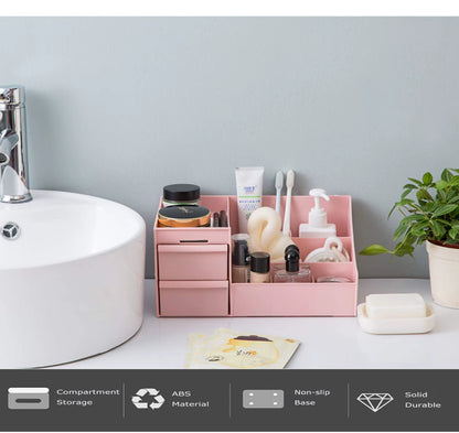 Make-up organizer voor op het aanrecht, badkamer, bureau, cosmetica opbergdoos met lades voor lippenstift, kwasten, lotions en oogschaduw