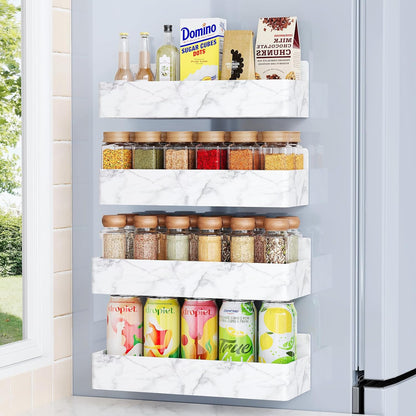 Magnetic Spice Rack for Refrigerator, Kitchen Organizer and Storage Shelf, Black (4 Pack)…