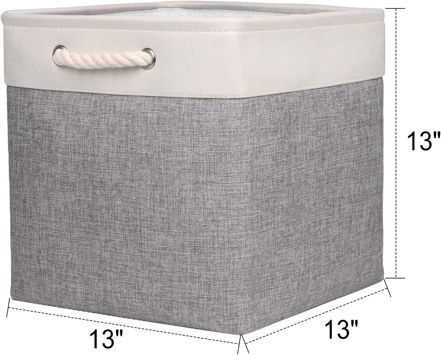 Foldable Storage Basket Fabric 13 Inch Cube Storage Bins with Hard Bottom &Sturdy Handles Storage Cube for Shelf Closet Home (Grey , 4-Pack)