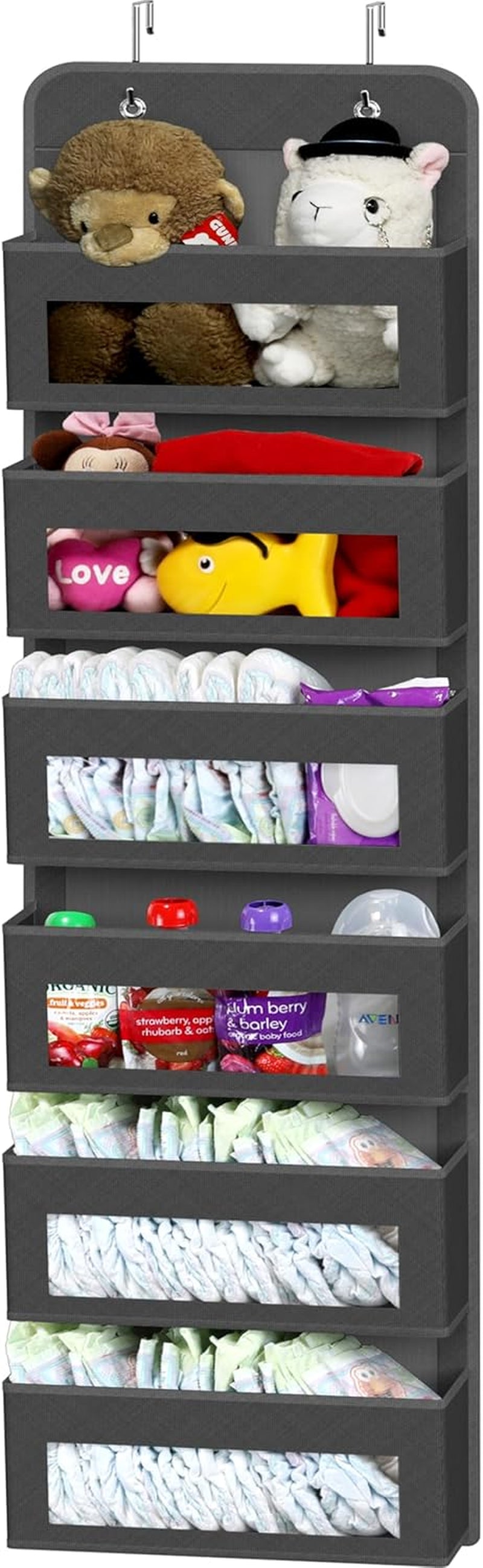 4 Clear Window Pocket over Closet Door Storage Hanging Organizer for Bedroom, Bathroom, Pantry, Pink