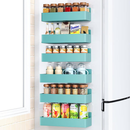 Magnetic Spice Rack for Refrigerator, Kitchen Organizer and Storage Shelf, Black (4 Pack)…