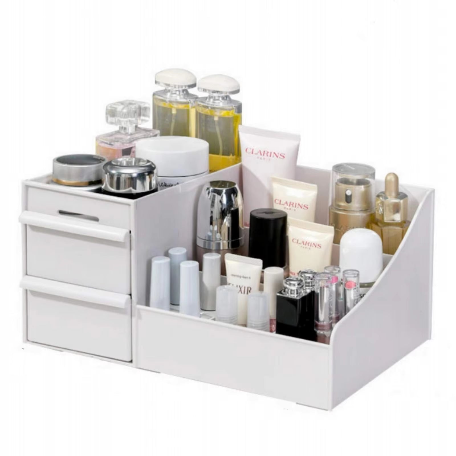 Make-up organizer voor op het aanrecht, badkamer, bureau, cosmetica opbergdoos met lades voor lippenstift, kwasten, lotions en oogschaduw