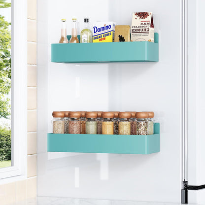 Magnetic Spice Rack for Refrigerator, Kitchen Organizer and Storage Shelf, Black (4 Pack)…