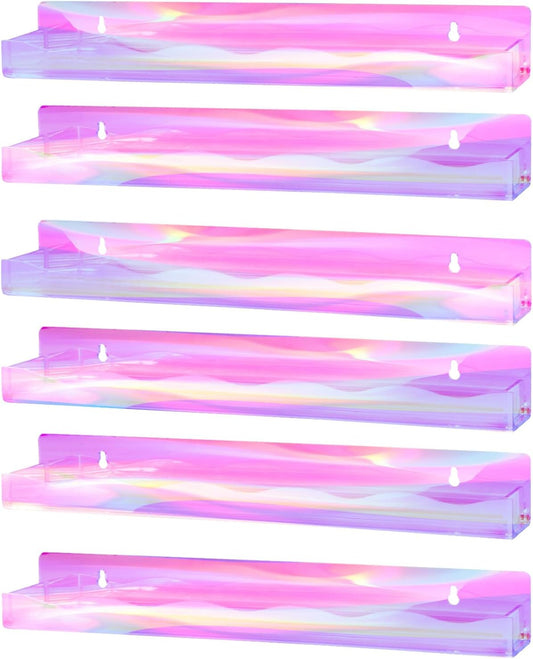 Étagère Murale De Rangement Pour Vernis À Ongles En Acrylique Arc-En-Ciel, 6 Pièces, 38 Cm, Irisée, Support Mural Pour Couleurs, Couleurs De Tatouage, Huiles Essentielles, Maquillage, Parfum