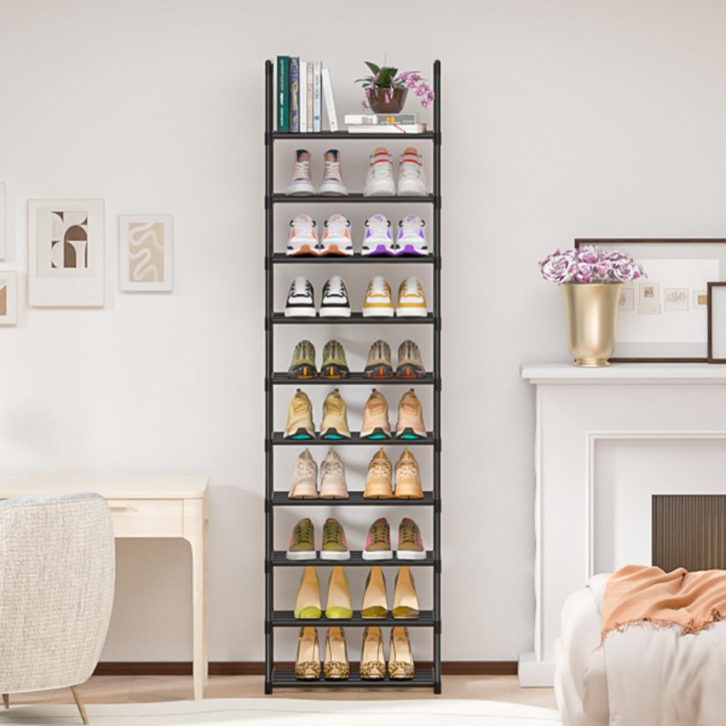 Shoe Rack, Sturdy Metal Shoe Rack Organizer,Narrow Shoe Racks for Closets,Shoes Rack,Shoe Stand,Shoe Shelf