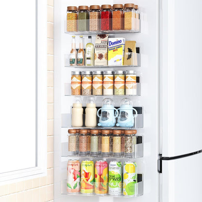 Magnetic Spice Rack for Refrigerator, Kitchen Organizer and Storage Shelf, Black (4 Pack)…