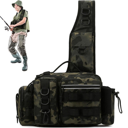 Fishing Backpack Large Capacity Camouflage Outdoor Waist Chest Bag AU