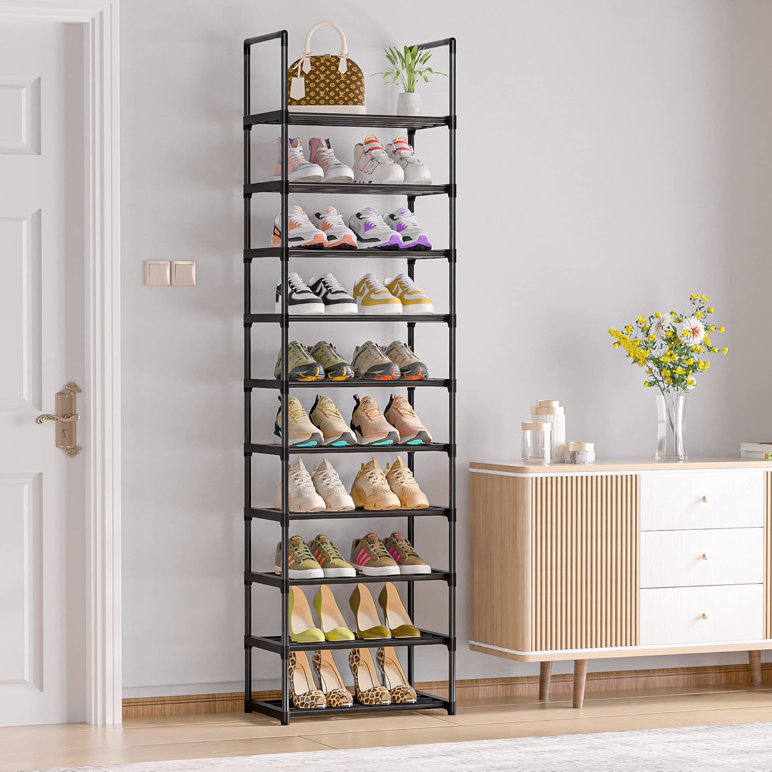 Shoe Rack, Sturdy Metal Shoe Rack Organizer,Narrow Shoe Racks for Closets,Shoes Rack,Shoe Stand,Shoe Shelf