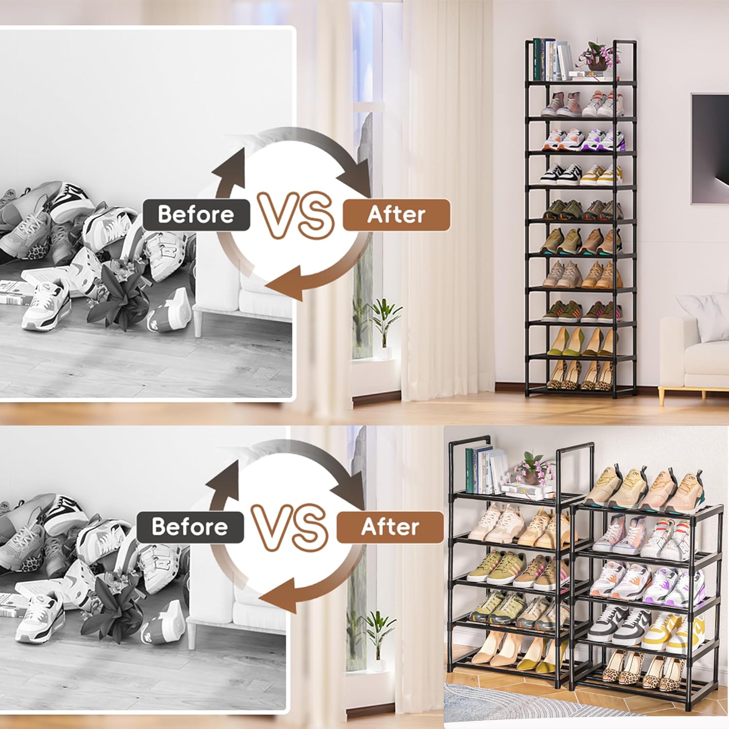 Shoe Rack, Sturdy Metal Shoe Rack Organizer,Narrow Shoe Racks for Closets,Shoes Rack,Shoe Stand,Shoe Shelf