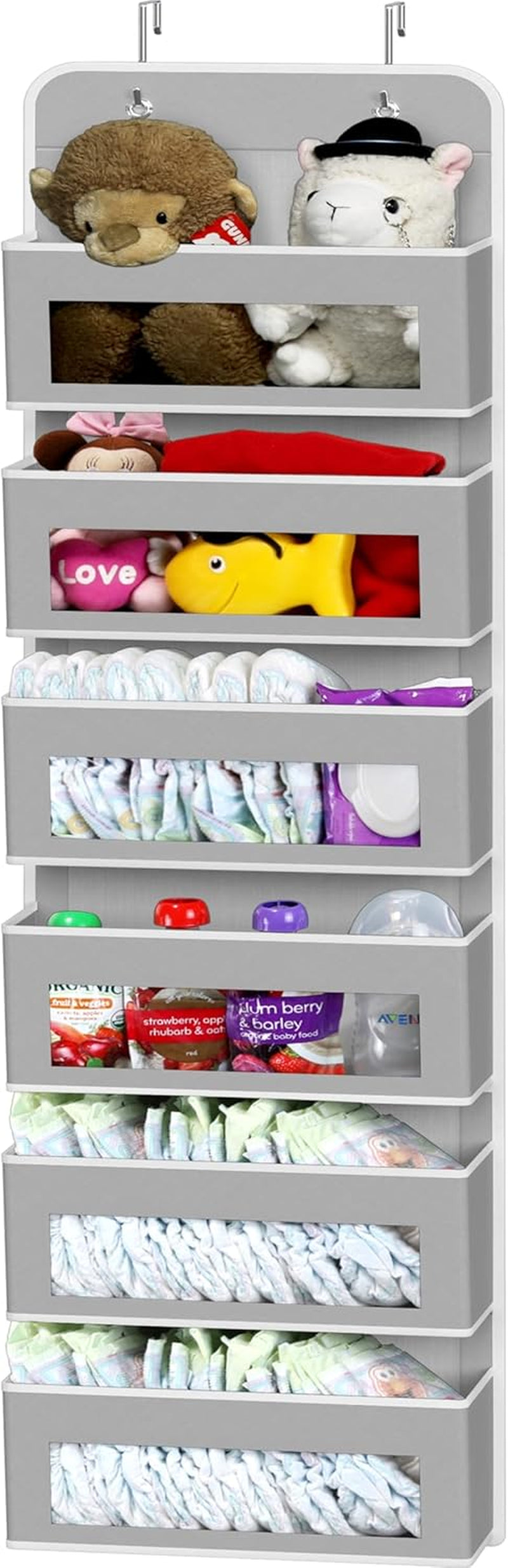 4 Clear Window Pocket over Closet Door Storage Hanging Organizer for Bedroom, Bathroom, Pantry, Pink
