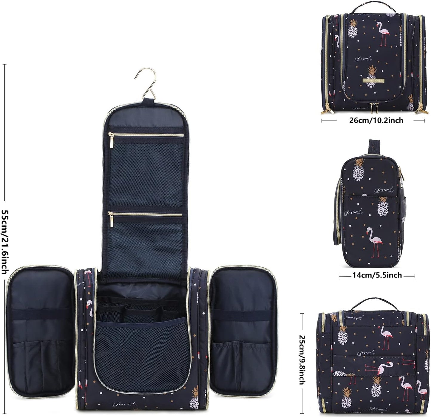 Bolsas De Aseo, Gran Capacidad Neceser De Viaje Con Colgar Gancho, Impermeable Organizador De Cosméticos