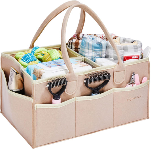 Pet Grooming Tote Bag, Dog Grooming Supplies Organizer Bag, Dog Grooming Bag for Travel Outdoor(Bag ONLY) (Khaki)