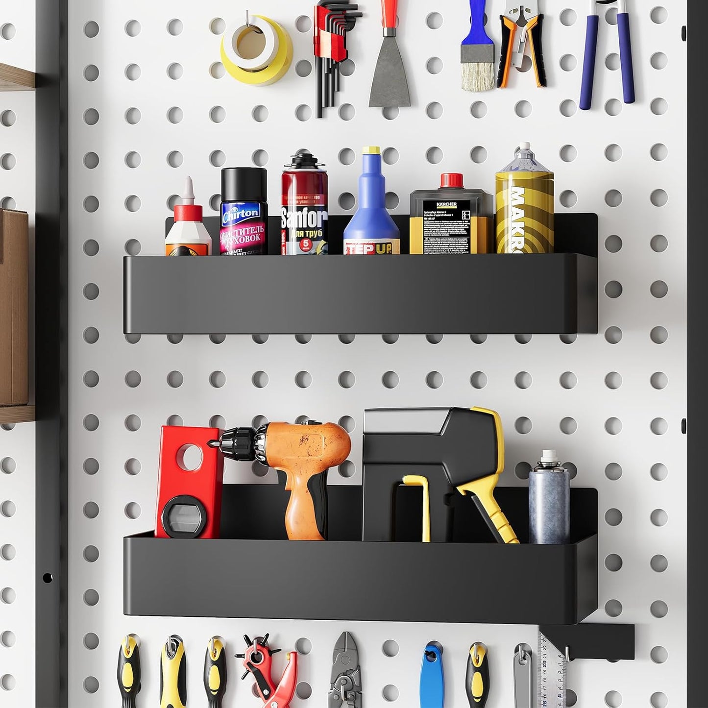 Magnetic Spice Rack for Refrigerator, Kitchen Organizer and Storage Shelf, Black (4 Pack)…