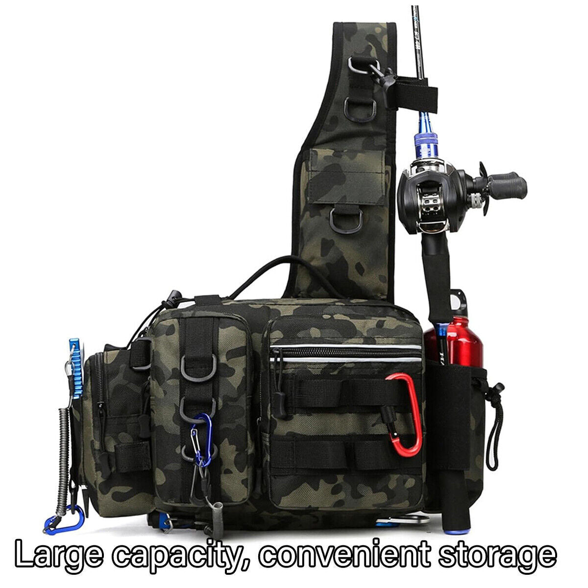Fishing Backpack Large Capacity Camouflage Outdoor Waist Chest Bag AU