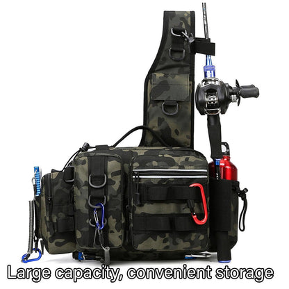 Fishing Backpack Large Capacity Camouflage Outdoor Waist Chest Bag AU