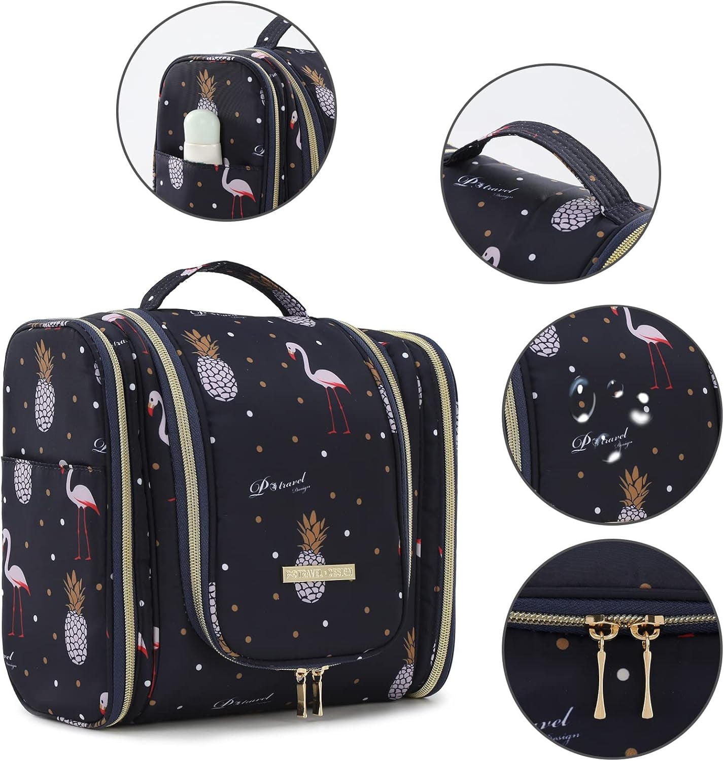 Bolsas De Aseo, Gran Capacidad Neceser De Viaje Con Colgar Gancho, Impermeable Organizador De Cosméticos