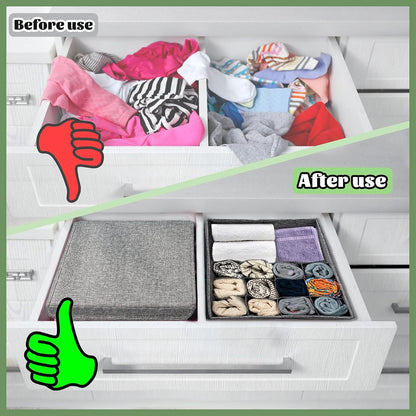 3 Pack Closet Underwear Organizer Storage Box with Lid, 13 Cell Collapsible Dustproof Linen Cabinet Drawer Dividers Organizers, Washable Storage Boxes for Clothes Socks Lingerie Ties Scarves(Gray)