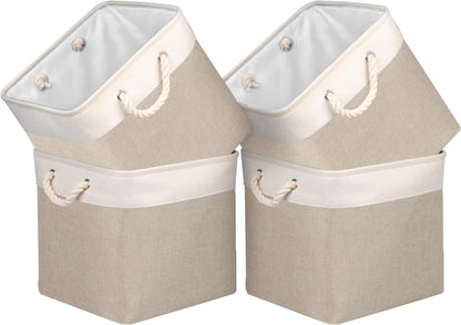Foldable Storage Basket Fabric 13 Inch Cube Storage Bins with Hard Bottom &Sturdy Handles Storage Cube for Shelf Closet Home (Grey , 4-Pack)