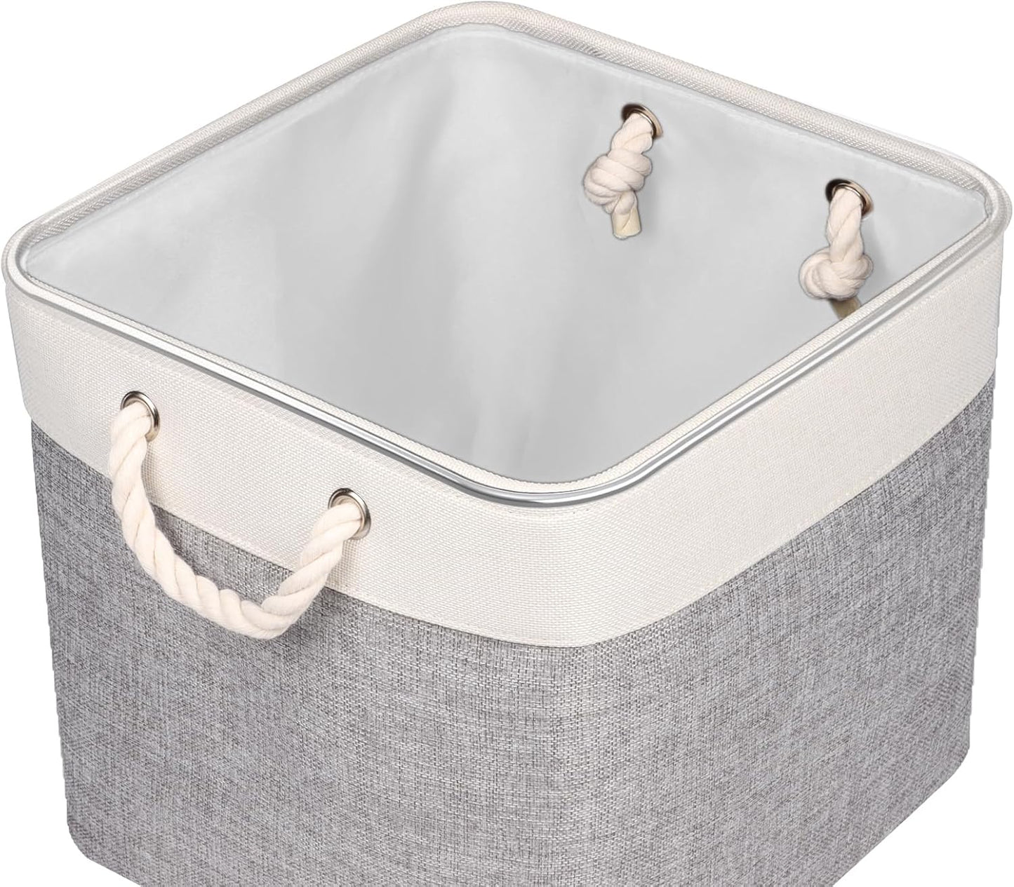 Foldable Storage Basket Fabric 13 Inch Cube Storage Bins with Hard Bottom &Sturdy Handles Storage Cube for Shelf Closet Home (Grey , 4-Pack)