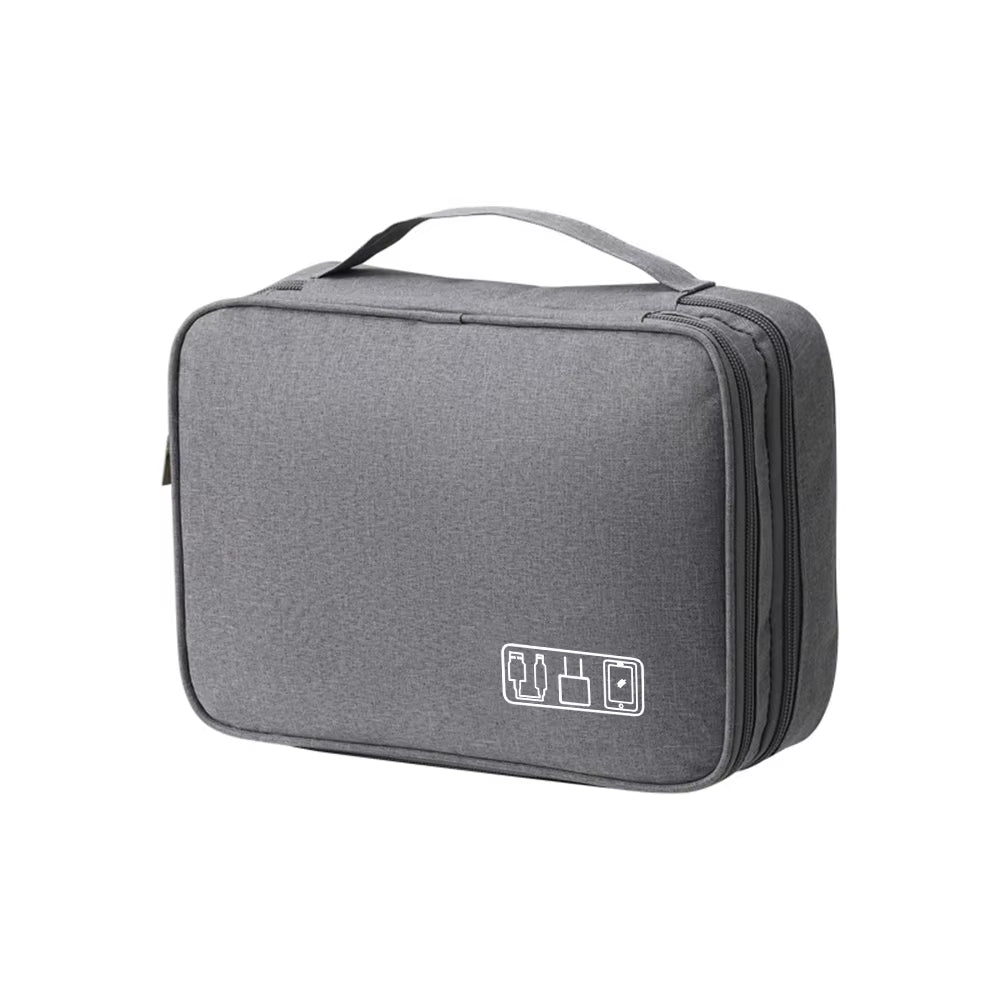 Black Oxford Cloth Electronic Accessory Storage Bag, Cube Travel Bag, Portable Data Cable Headphone Organizer Bag Office Suppli