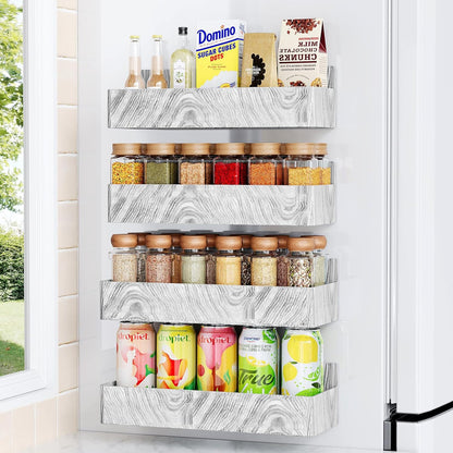 Magnetic Spice Rack for Refrigerator, Kitchen Organizer and Storage Shelf, Black (4 Pack)…