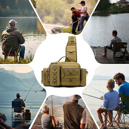 Fishing Backpack Large Capacity Camouflage Outdoor Waist Chest Bag AU